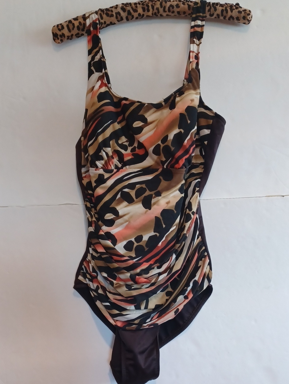 Miraclesuit Animal Print One-Piece Swimsuit in Black, Tan, Coral